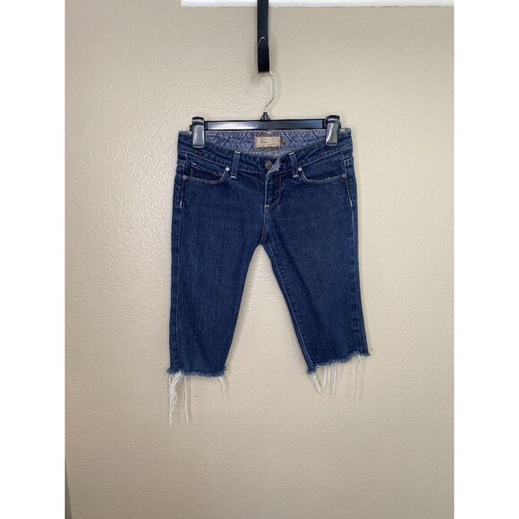 Paige Womens Denim Blue Heights Shorts 26 cotton button cutoff bermuda - Picture 1 of 7